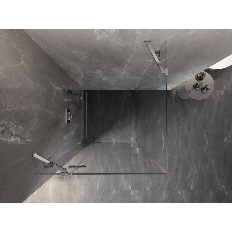 Mexen Lunar лява ъглова душ кабина 80 x 80 см, прозрачна, хром - 834-080-080-01-00-L