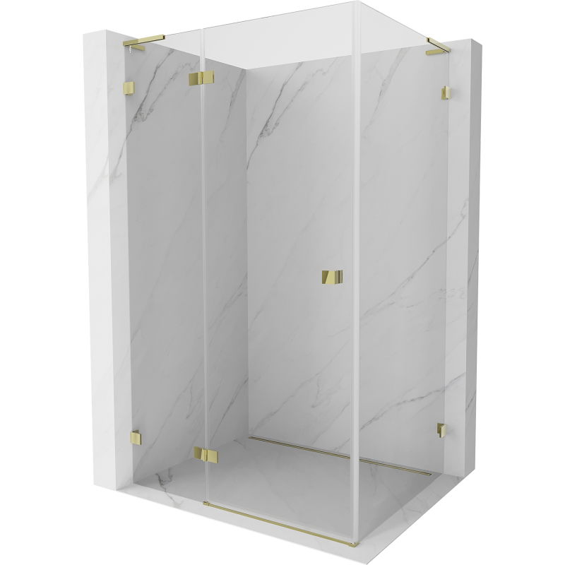 Mexen Lunar L лява отваряема душ кабина 95 x 90 см, прозрачна, златна - 834L-095-090-50-00-L