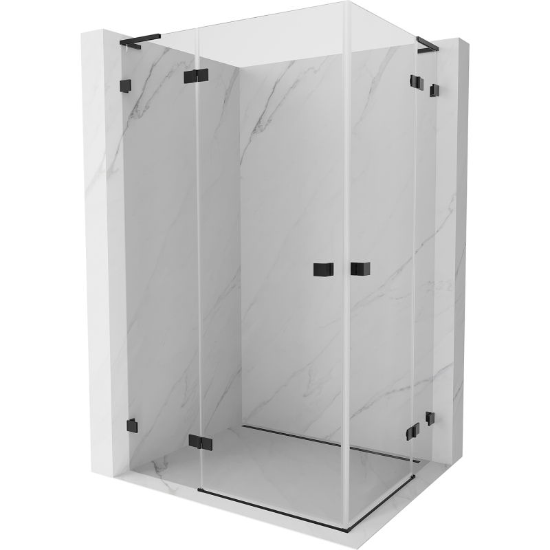 Mexen Lunar L Duo душ кабина с отварящи се врати 90 x 85 см, прозрачна, черна - 834L-090L-085P-70-00