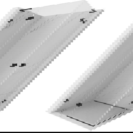 Mexen Lunar L Duo душ кабина с отварящи се врати 90 x 85 см, прозрачна, черна - 834L-090L-085P-70-00