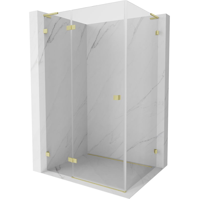 Mexen Lunar L лява отваряема душ кабина 85 x 70 см, прозрачна, златно четка - 834L-085-070-55-00-L