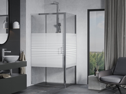 Мексен Апиа плъзгаща се душ кабина 120 x 90 см, ивици, хром - 840-120-090-01-20