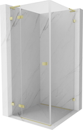 Mexen Lunar L лява душ кабина с отваряща се врата 90 x 90 см, прозрачна, златиста матова - 834L-090-090-55-00-L