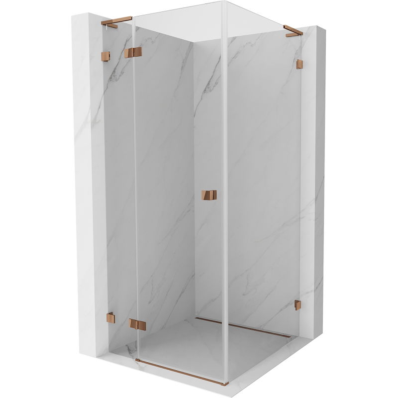 Mexen Lunar L лява отваряща се душ кабина 70 x 70 см, прозрачно, розово злато - 834L-070-070-60-00-L