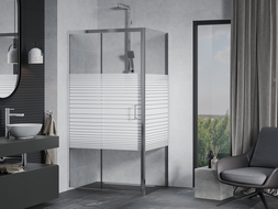 Mexen Apia разтегателна душ кабина 140 x 70 см, ивици, хром - 840-140-070-01-20