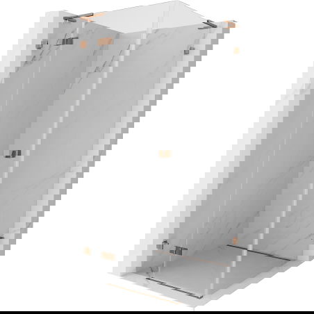 Mexen Lunar L лява отваряема душ кабина 100 x 100 cm, прозрачна, розово злато - 834L-100-100-60-00-L