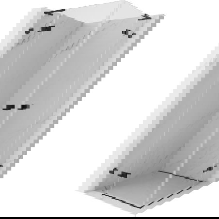 Mexen Lunar L Duo сгъваем душ кабина 100 x 100 см, прозрачна, черна - 834L-100L-100P-70-00