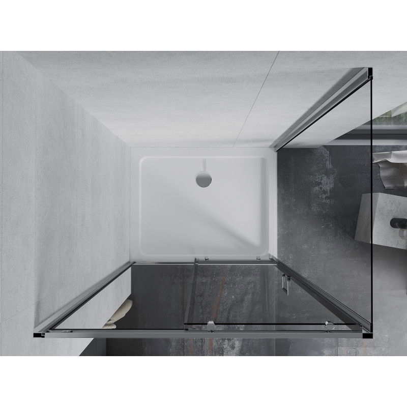 Mexen Apia плъзгаща се душ кабина 100 x 90 cm, прозрачна, хром + поддушово корито Flat - 840-100-090-01-00-4010