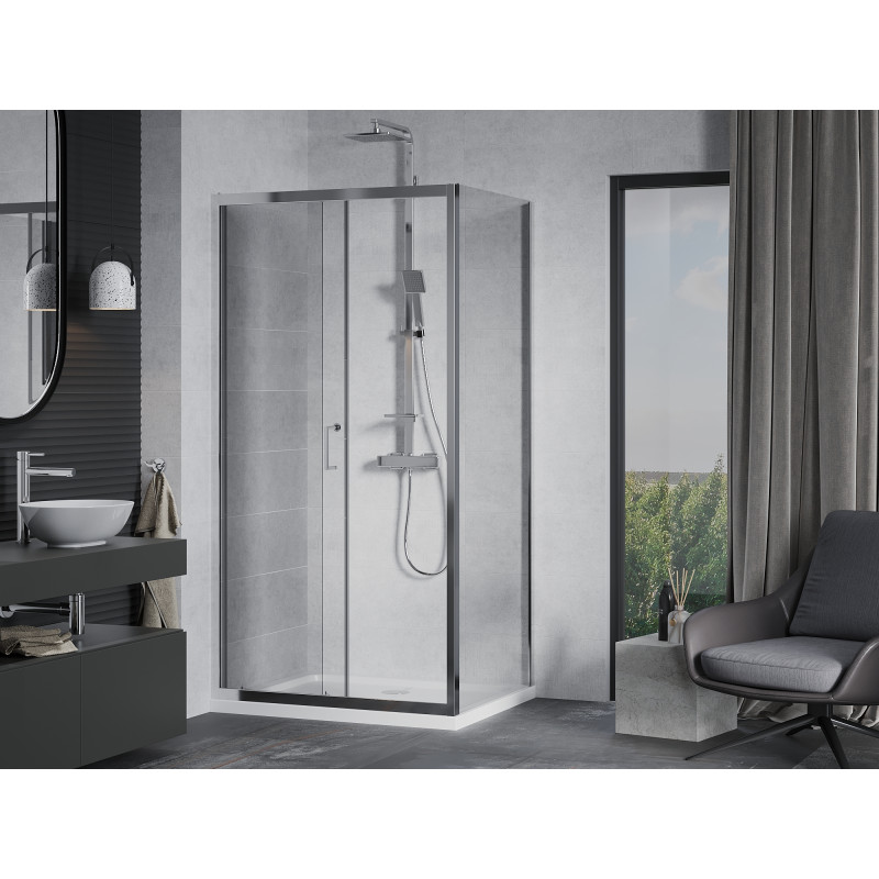 Mexen Apia разтегателна душ кабина 110 x 100 см, прозрачна, хром + плосък