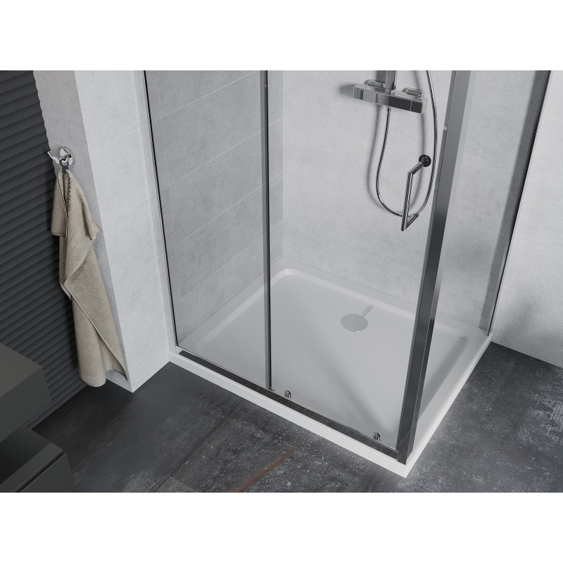 Mexen Apia разтегателна душ кабина 110 x 100 см, прозрачна, хром + плосък