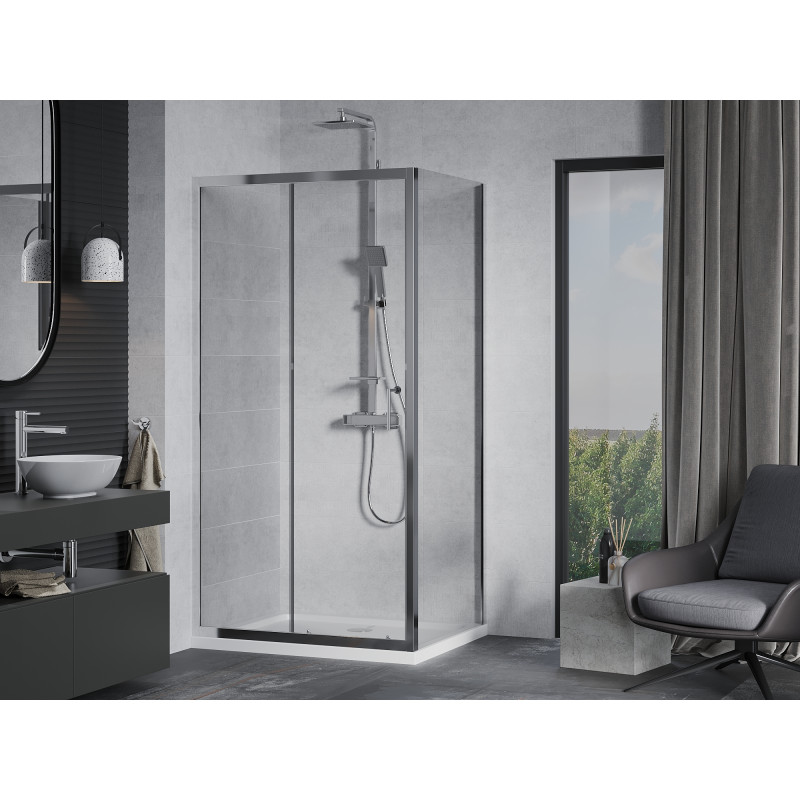 Mexen Apia плъзгаща душ кабина 120 x 70 см, прозрачна, хром + плоскост