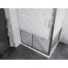 Mexen Apia разплъзгаща се душ кабина 90 x 80 см, бели ленти, хром + корито Flat - 840-090-080-01-20-4010