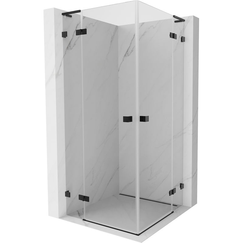 Mexen Lunar L Duo сгъваем душ кабина 115 x 115 см, прозрачна, черна - 834L-115L-115P-70-00