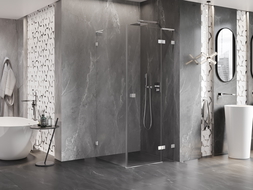 Mexen Lunar L кабина за душ врата дясна 80 x 80 см, прозрачна, хром - 834L-080-080-01-00-P