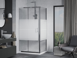 Mexen Apia душ кабина разтегателна 110 x 100 см, ивици, хром + под на Flat - 840-110-100-01-20-4010