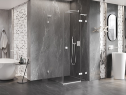 Mexen Lunar L дясна отваряема душ кабина 80 x 80 см, прозрачна, бяла