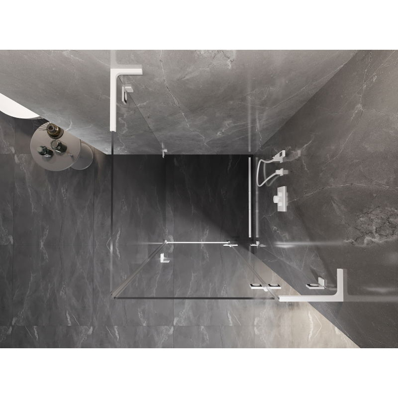 Mexen Lunar L дясна отваряема душ кабина 80 x 80 см, прозрачна, бяла