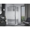 Mexen Apia плъзгаща се душ кабина 130 x 100 см, бели ленти, хром + корито Flat - 840-130-100-01-20-4010