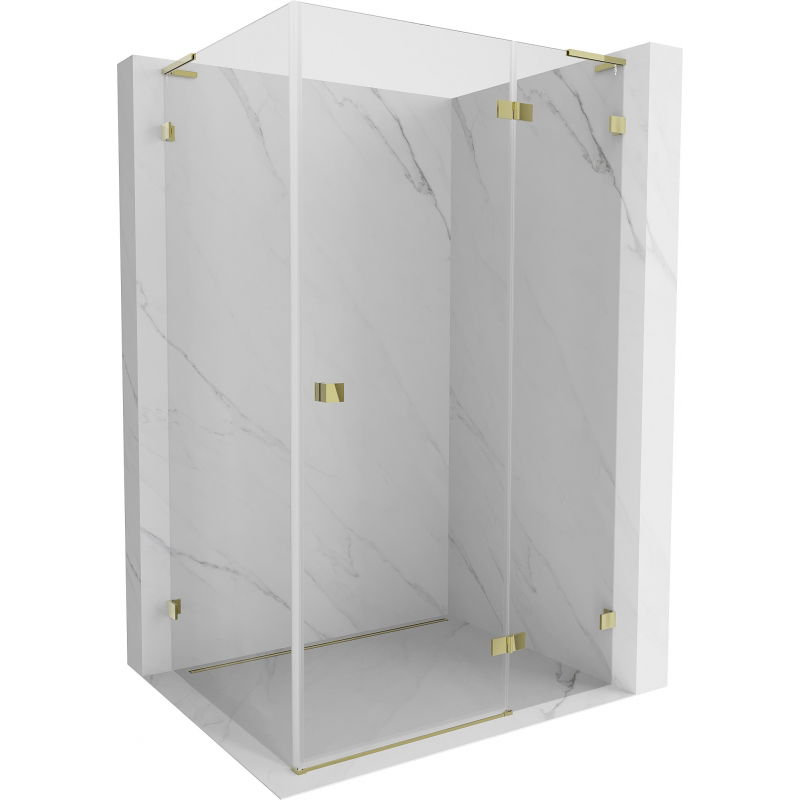 Mexen Lunar L дясна отваряема душ кабина 95 x 80 см, прозрачна, златна - 834L-095-080-50-00-P