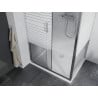 Mexen Apia плъзгаща се душ кабина 140 x 100 см, бели ивици, хром + корито Flat - 840-140-100-01-20-4010