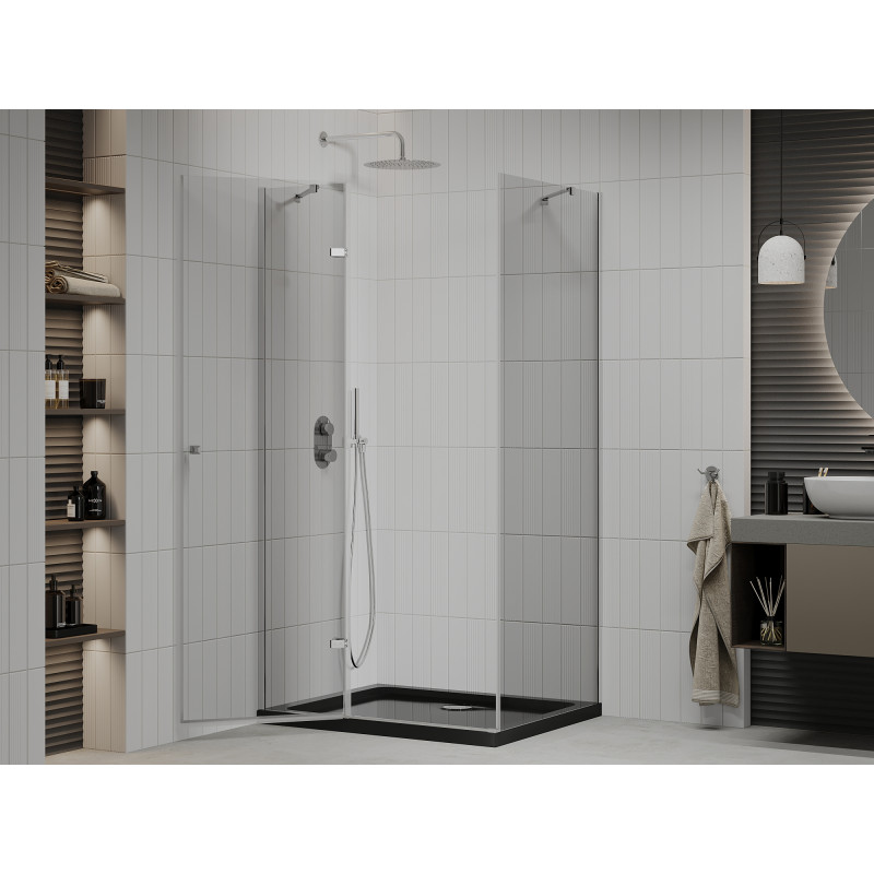 Mexen Roma плъзгаща се душ кабина 80 x 100 см, прозрачна, хром + плитък
