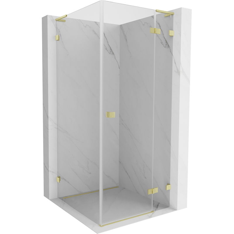 Mexen Lunar L дясна отваряема душ кабина 80 x 80 см, прозрачна, златна четка - 834L-080-080-55-00-P