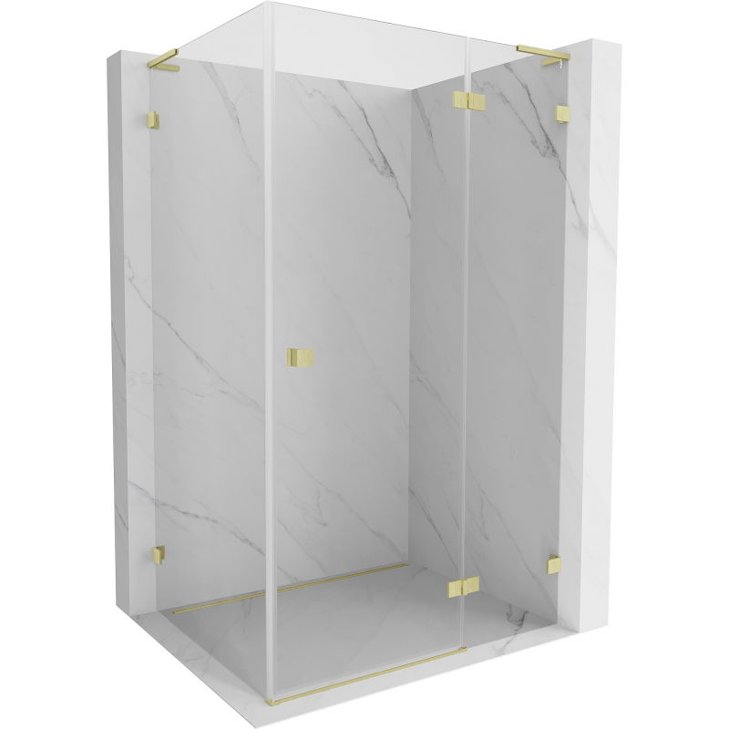 Mexen Lunar L душ кабина с врата дясна 95 x 90 см, прозрачна, злато четка - 834L-095-090-55-00-P