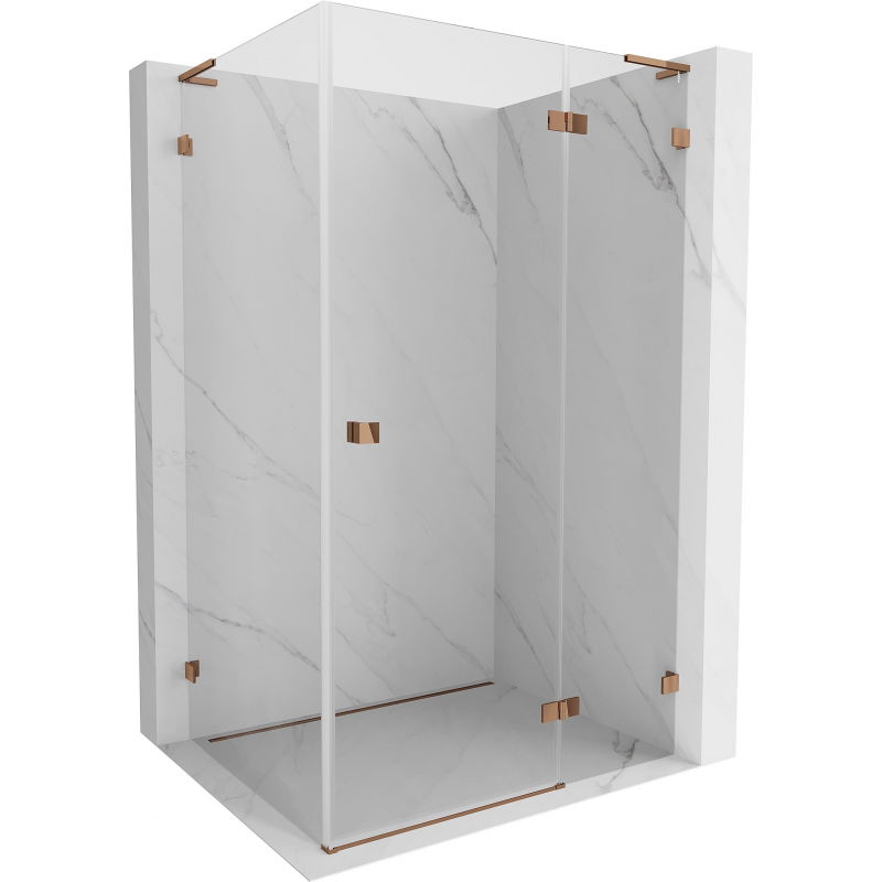 Mexen Lunar L права еднокрила душ кабина 85 x 70 см, прозрачна, розово злато - 834L-085-070-60-00-P
