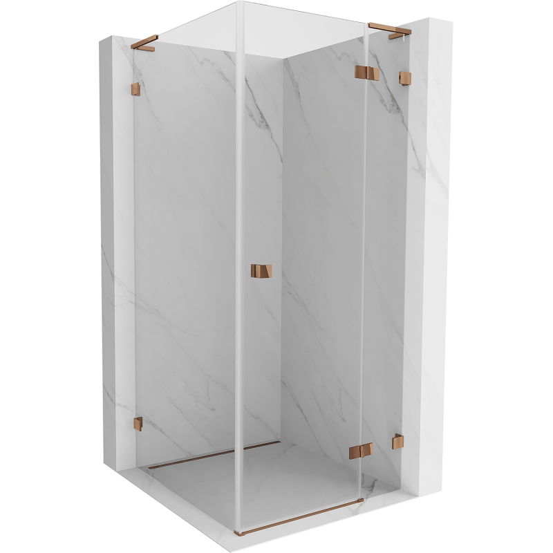 Mexen Lunar L кабина за душ дясна 80 x 80 см, прозрачна, розово злато - 834L-080-080-60-00-P