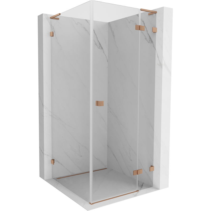Mexen Lunar L душ кабина с панти дясна 80 x 80 см, прозрачно, четкана мед - 834L-080-080-65-00-P