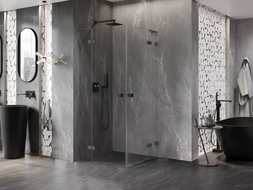Mexen Lunar L Duo сгъваема душ кабина 110 x 110 cm, прозрачен, gun metal - 834L-110L-110P-95-00