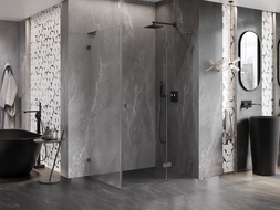 Mexen Lunar L дясна шарнирна душ кабина 90 x 70 см, прозрачна, gun metal - 834L-090-070-95-00-P