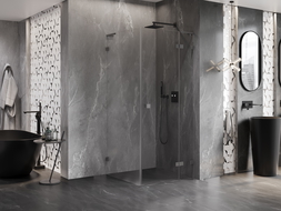 Mexen Lunar L душ кабина с отваряема врата дясна 90 x 90 см, прозрачна, gun metal - 834L-090-090-95-00-P