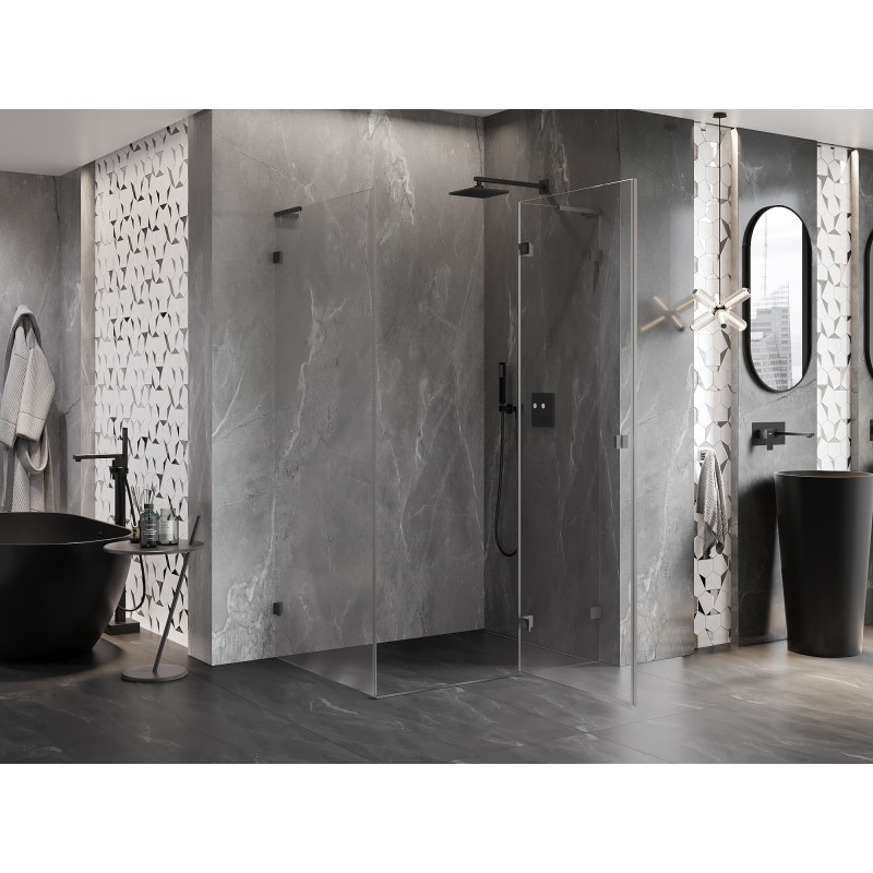 Mexen Lunar L права отваряема душ кабина 100 x 90 см, прозрачна, gun metal