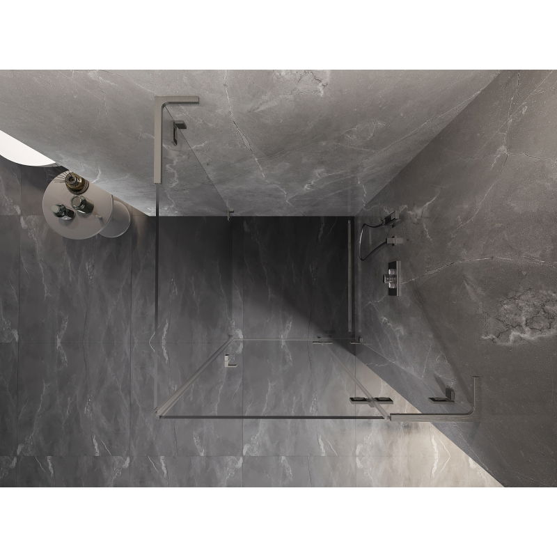 Mexen Lunar L душ кабина отваряща се вдясно 70 x 70 см, прозрачно, матиран никел - 834L-070-070-97-00-P