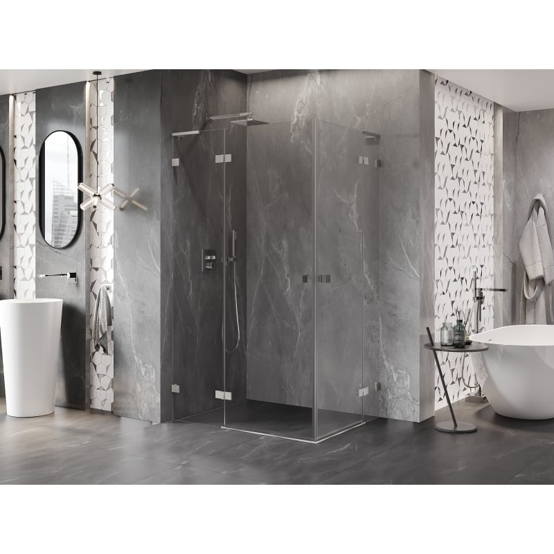 Mexen Lunar L Душ кабина Duo с отваряща се врата, лява 90 x 80 см, прозрачна,