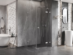 Mexen Lunar душ кабина с отваряща се врата, дясна, 100 x 100 см, прозрачна, хром - 834-100-100-01-00-P