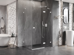 Mexen Lunar душ кабина с люлееща се врата дясна 100 x 80 см, прозрачна, бяла - 834-100-080-20-00-P