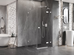 Mexen Lunar душ кабина с отваряеми врати, дясна, 100 x 100 cm, прозрачна, бяла - 834-100-100-20-00-P