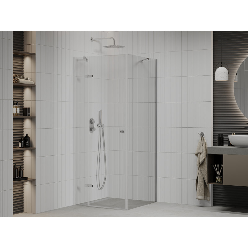 Mexen Roma отваряща се душ кабина 120 x 120 см, прозрачна, хром - 854-120-120-01-00