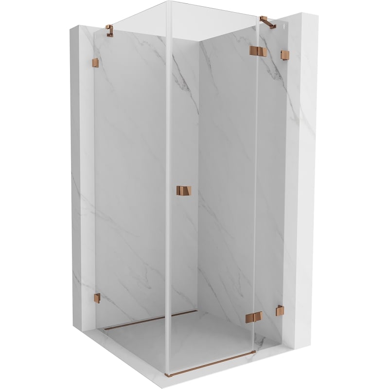Mexen Lunar право отваряща се душ кабина 80 x 80 см, прозрачна, розово злато - 834-080-080-60-00-P