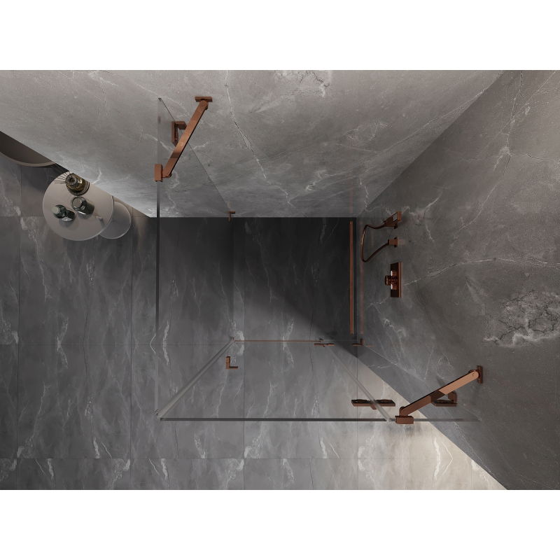 Mexen Lunar душ кабина с отваряща се врата дясна 90 x 90 см, прозрачна, розово злато - 834-090-090-60-00-P