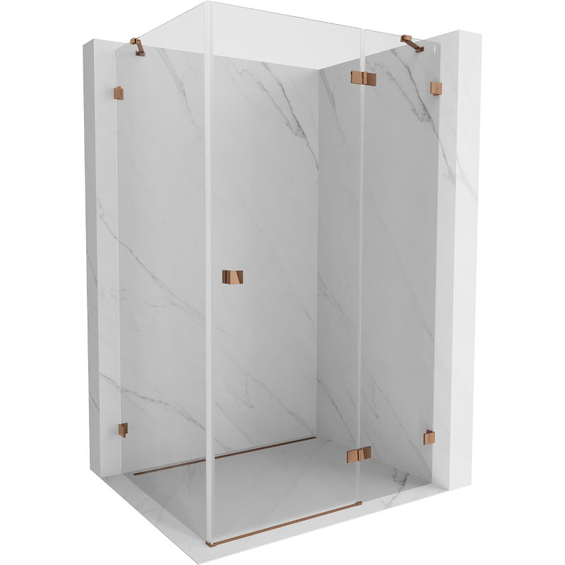 Mexen Lunar душ кабина с врата надясно 95 x 90 см, прозрачна, розово злато - 834-095-090-60-00-P