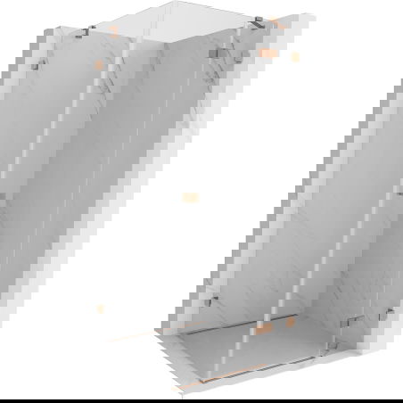 Mexen Lunar душ кабина с панти, дясна, 80 x 80 см, прозрачно стъкло, четкана мед - 834-080-080-65-00-P