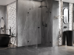 Mexen Lunar душ кабина с отваряща се врата дясна 70 x 70 см, прозрачна, черна - 834-070-070-70-00-P