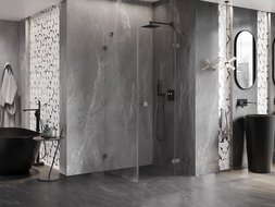 Mexen Lunar праворазположена душ кабина 70 x 70 cm, прозрачна, метален цвят - 834-070-070-95-00-P