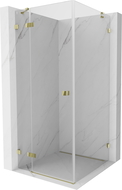Mexen Lunar сгъваема лява душ кабина 80 x 80 см, прозрачна, златна - 834-080-080-50-00-L