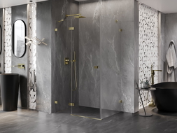 Mexen Lunar кабина за душ лява 85 x 80 см, прозрачна, златна - 834-085-080-50-00-L