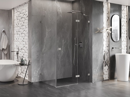 Mexen Lunar кабина за душ с врата вдясно 100 x 70 см, прозрачна, четкан никел - 834-100-070-97-00-P