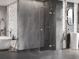 Mexen Lunar кабина за душ с отваряща се врата, дясна, 80 x 80 см, прозрачна, четкан никел - 834-080-080-97-00-P